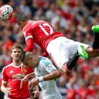 Manchester United's Chris Smalling (12) in action with Newcastle United's Aleksandar Mitrovic....