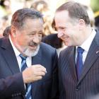 Maori Party co leader Pita Sharples shares a joke with Prime Minister John Key last year. Photo...
