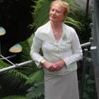 Margaret Collins in Otago Museum's butterfly house. Photo by Craig Baxter.