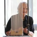 Margery Blackman works at her tapestry loom. Photo by Peter McIntosh.