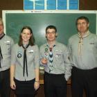 Marking a presentation in Balclutha last week are (from left) Scouts lower South Island regional...