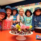 Marking a special birthday yesterday are school friends (from left) Erika Reid (6), Anna Fulton ...