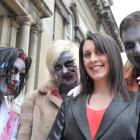 Marking the upcoming world premiere of I Survived a Zombie Holocaust in Dunedin yesterday are ...
