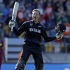 Martin Guptill celebrates reaching 200 against the West Indies in their World Cup quarterfinal in...