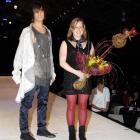 Matt Gaucci models the winning ensemble in the Hokonui Fashion Awards, a three-piece ensemble...