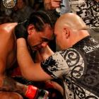 Matt Toa consoles Apii Taia after calling a halt to his ISKA NZ pro heavyweight title fight...