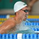 Matthew Glassford competes in the men's 17 and over 100m breaststroke at Moana Pool yesterday....