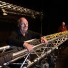 Mayfair Theatre Charitable Trust member and lighting technician Tom Ross (left) with the theatre...