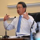 Mayor Peter Chin discusses the council's options at an annual plan meeting yesterday. Photo by...