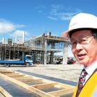 Mayor Peter Chin surveys progress at the new Forsyth Barr Stadium. Photo by NZPA.