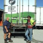 McLellan Freight Ltd owner Alex McLellan (left) and truck driver Gary Cross with the trailer  on...