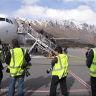 Media wait at Queenstown Airport for the Ireland Rugby World Cup squad to disembark from their...