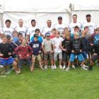 Members of the Arrowtown School's rugby touch team perform a haka for some of their sporting...