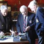 Members of the Brevet Club (from left) Frank Coory, Gordon Parry and Donald Mackenzie chat at the...