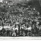 Members of the Dunedin Cycling Club pose for a photograph about 1910. the location is not...