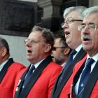 Members of the Dunedin RSA choir sing at the  parade reception at the Dunedin Railway Station....