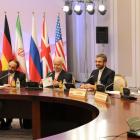 Members of the Iranian delegation, led by Supreme National Security Council Secretary and chief...