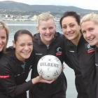 Members of the Silver Ferns netball team relax in Dunedin yesterday. Photo by Peter McIntosh.