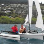 Mia O'Keefe (16), of Queenstown, has her first sail on Yachting New Zealand's Weta with Craig...