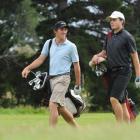 Michael Goldstein (left) and Jamie Patton play a round at Balmacewen yesterday. Photo by Peter...
