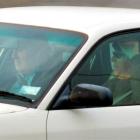 Michael Swann (right) leaves Christchurch Men's Prison early yesterday. Driving is his new...