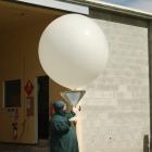 Mike Bailey prepares to launch a balloon.