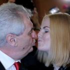 Milos Zeman kisses his daughter Katerina after winning the country's direct presidential election...