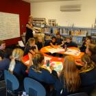Ministry of Education contractor Dr Gabrielle Wall asks a group of Wanaka Primary School children...
