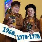 Modelling Brownie uniforms from yesteryear are Laura Kennelly (8, left) and Samantha Wilson...