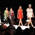 Models wearing the winning designs from each of the eight categories in the WoolOn creative...