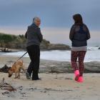 Mother Caroline Hellyer (55) walks a dog with her foster daughter (15) in Brighton. Photo by...