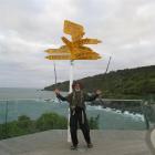 Murray Faulkner celebrates in Bluff on February 13 after completing the Te Araroa trail. Photos...