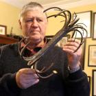 Murray Thompson, of Gore, with a scale model of a fountain sculpture he made for the Dunedin...