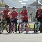 Musselburgh School pupil Max Wassell (10) shows some of his new-found road safety skills in front...