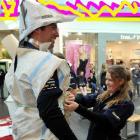 National Bank Young Farmer Contest finalist Katherine Tucker, of Wellsford, dresses her model,...