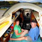 Nelson couple Rod and Leonie Haines on their houseboat Gentle, at Taieri Mouth. Photo by Craig...