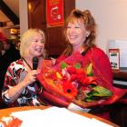 New Dunedin South MP Clare Curran celebrates with campaign manager Glenda Alexander. Photo by...