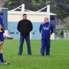 New Highlanders coach Jamie Joseph (centre, left) and assistant Otago coach David Latta at Otago...