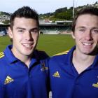 New Highlanders Jayden Hayward and Ben Smith at Carisbrook yesterday. Photo by Gerard O'Brien.