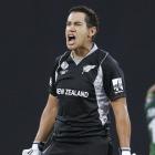 New Zealand batsman Ross Taylor celebrates after scoring a century against Pakistan in their...