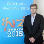 New Zealand Football chariman Frank van Hattum with the logo for the 2015 Under-20 Football World...