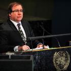 New Zealand Foreign Minister Murray McCully addresses the 67th United Nations General Assembly at...