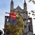 New Zealand Parkour Association president Damien Puddle, of Hamilton, tests  Dunedin's central...