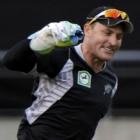 New Zealand's Brendon McCullum celebrates the dismissal of South Africa's Jacques Kallis during...