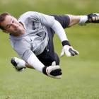 New Zealand's Mark Paston in action during the All Whites football team training run at Albany,...