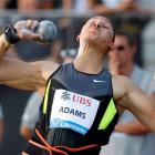 New Zealand's Valerie Adams competes in the women's shot put during the Athletissima Diamond...