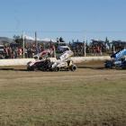 New Zealand Sprintcar Championship winner Rodney Wood (left), of Tauranga, Jonathon Allard, of...