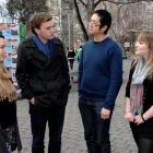 New Zealand Union of Student Associations co-presidents Max Hardy (second from left) and David Do...