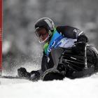 New Zealander Peter Williams competes in the men's sit-down slalom at the Winter Paralympics at...