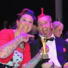 Nick Chisholm celebrates with wife Nicola after winning the Spirit of Attitude Award at the 2015...